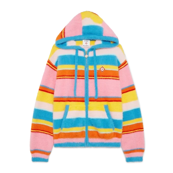 Sweat-shirt oversize à capuche en rayures duveteuses Sweat-shirt oversize à capuche en rayures duveteuses