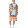 Sweat-shirt oversize à capuche en rayures duveteuses Sweat-shirt oversize à capuche en rayures duveteuses