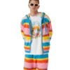 Sweat-shirt oversize à capuche en rayures duveteuses Sweat-shirt oversize à capuche en rayures duveteuses