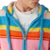 Sweat-shirt oversize à capuche en rayures duveteuses Sweat-shirt oversize à capuche en rayures duveteuses