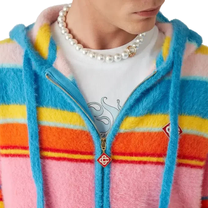 Sweat-shirt oversize à capuche en rayures duveteuses Sweat-shirt oversize à capuche en rayures duveteuses