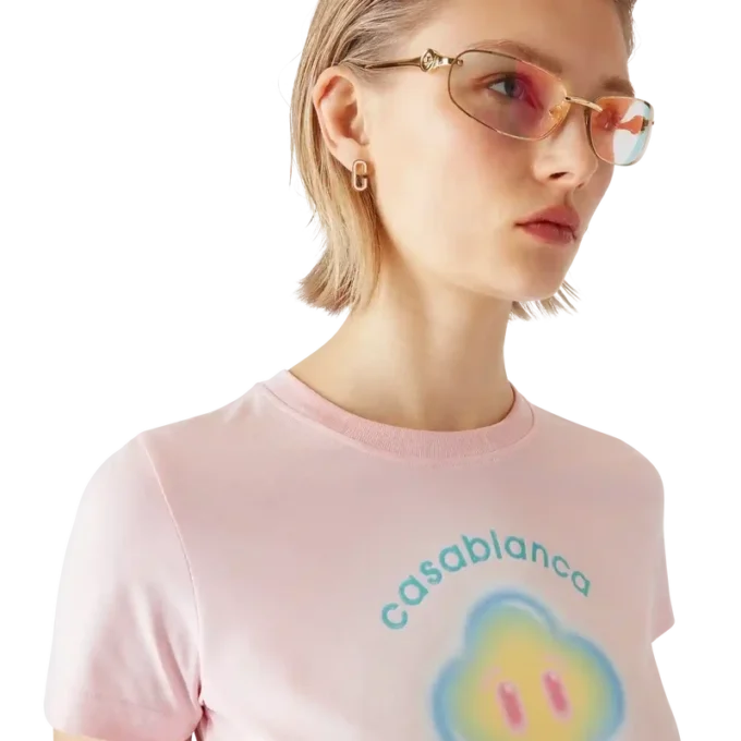 T-shirt ajusté à manches courtes avec smiley à l&rsquo;aérographe