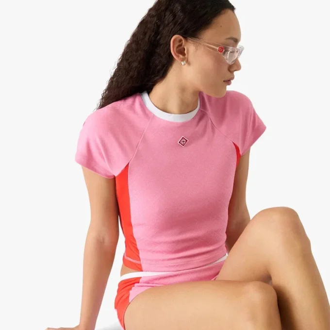 T-shirt anti-UV à manches courtes Monogramme rose