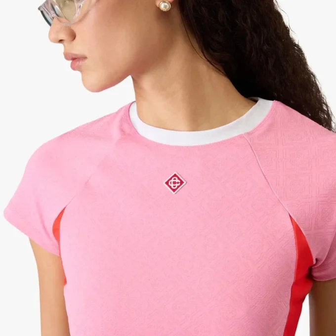 T-shirt anti-UV à manches courtes Monogramme rose