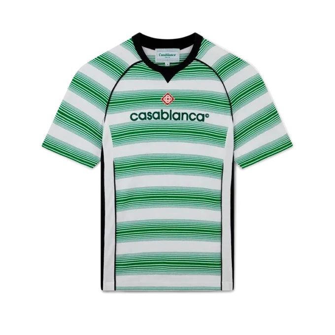 T-shirt de football à empiècements rayés dégradés