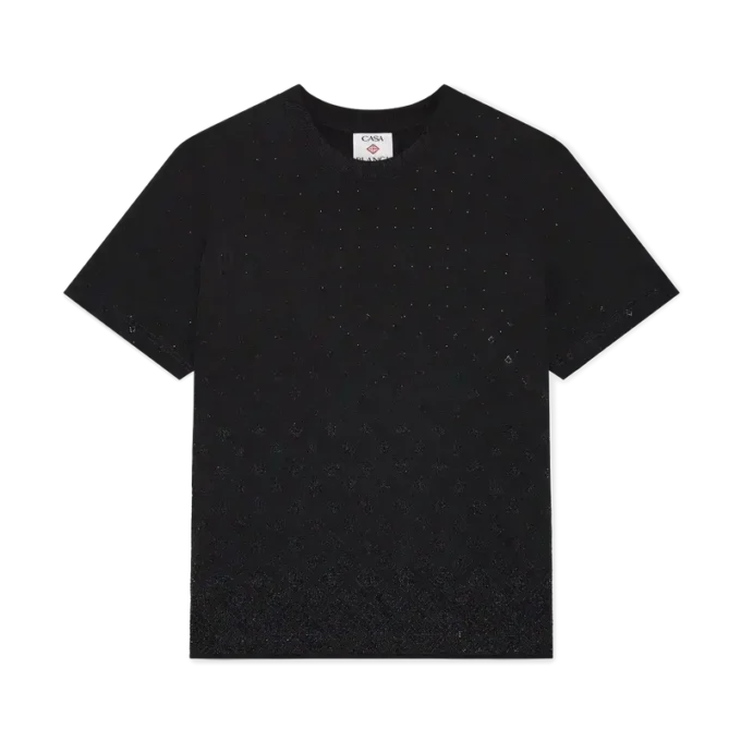 T-shirt à manches courtes avec logo Monogram en cristaux T-shirt à manches courtes avec logo Monogram en cristaux