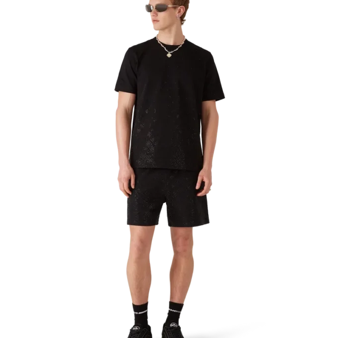 T-shirt à manches courtes avec logo Monogram en cristaux T-shirt à manches courtes avec logo Monogram en cristaux