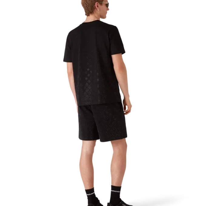 T-shirt à manches courtes avec logo Monogram en cristaux T-shirt à manches courtes avec logo Monogram en cristaux