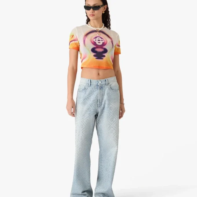 T-shirt à manches courtes en maille imprimée Sporchid pour bébé