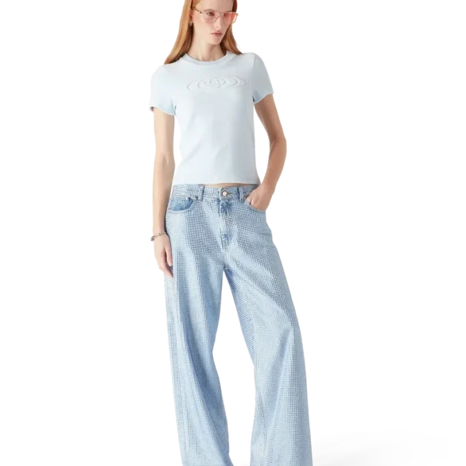 T-shirt à manches courtes en velours pour femme