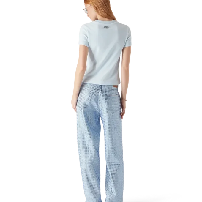 T-shirt à manches courtes en velours pour femme