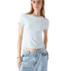 T-shirt à manches courtes en velours pour femme