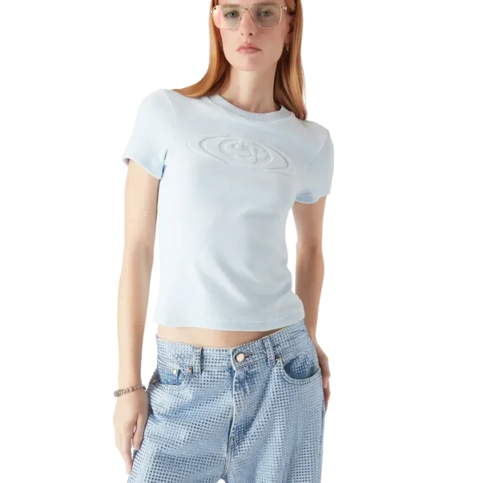 T-shirt à manches courtes en velours pour femme