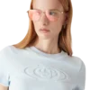 T-shirt à manches courtes en velours pour femme
