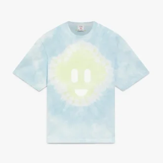 T-shirt à manches courtes oversize bleu tie-dye avec motif CC Smile