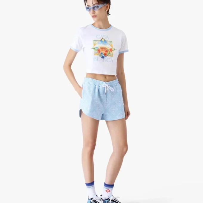 T-shirt à manches courtes Tennis Landscape Ringer pour bébé