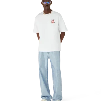 T-shirt oversize à manches courtes et motif floral libellule