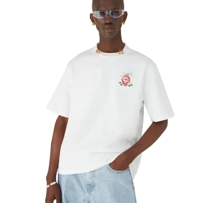 T-shirt oversize à manches courtes et motif floral libellule