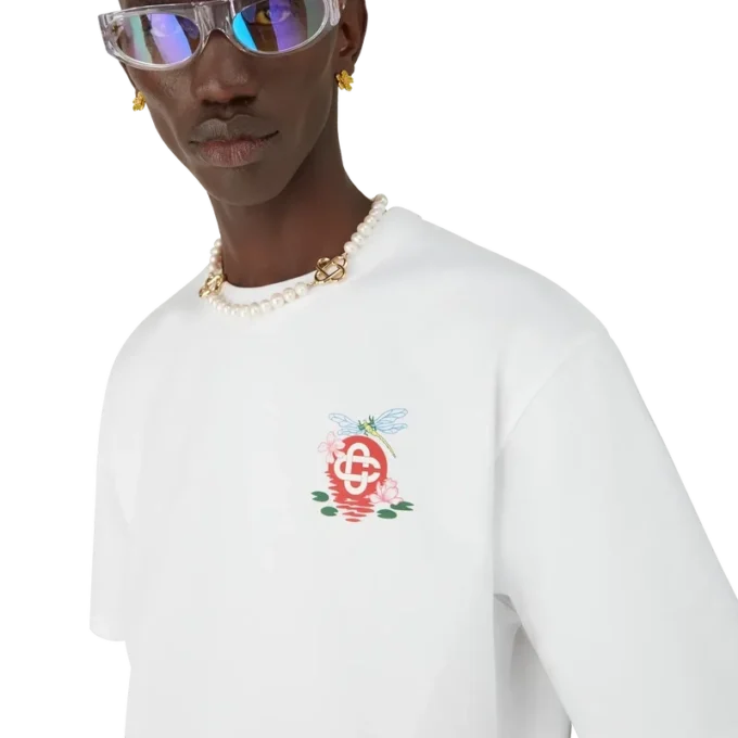 T-shirt oversize à manches courtes et motif floral libellule