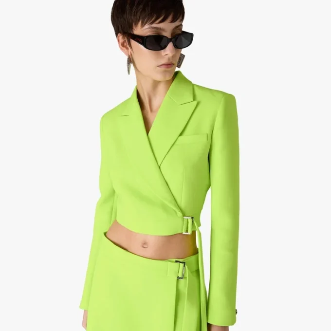 Veste ajustée en crêpe vert