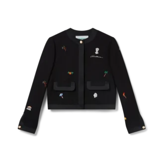 Veste ajustée en laine à motif brodé