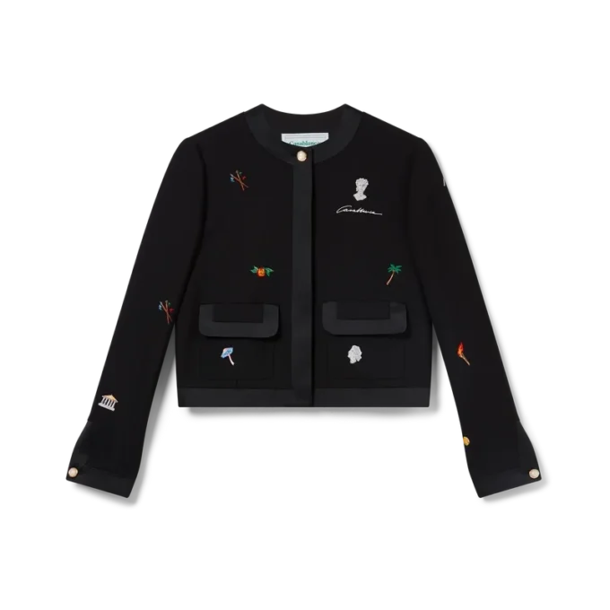 Veste ajustée en laine à motif brodé