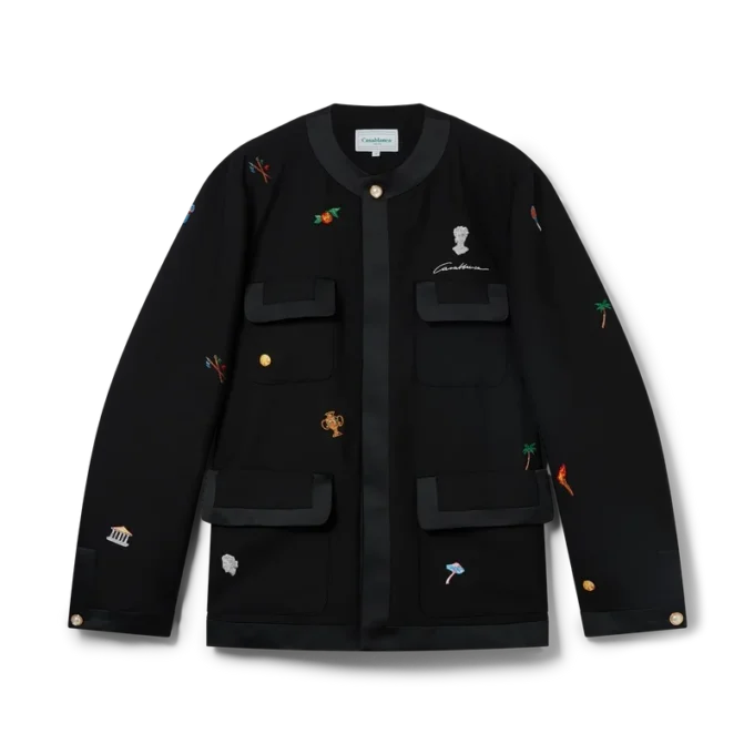 Veste ajustée en laine à motif brodé