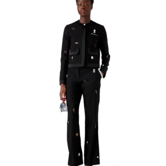 Veste ajustée en laine à motif brodé