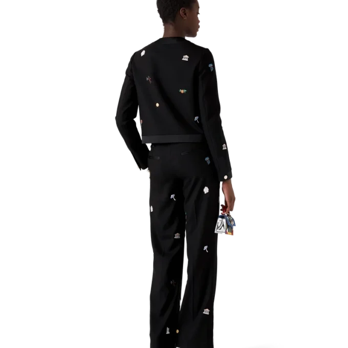 Veste ajustée en laine à motif brodé