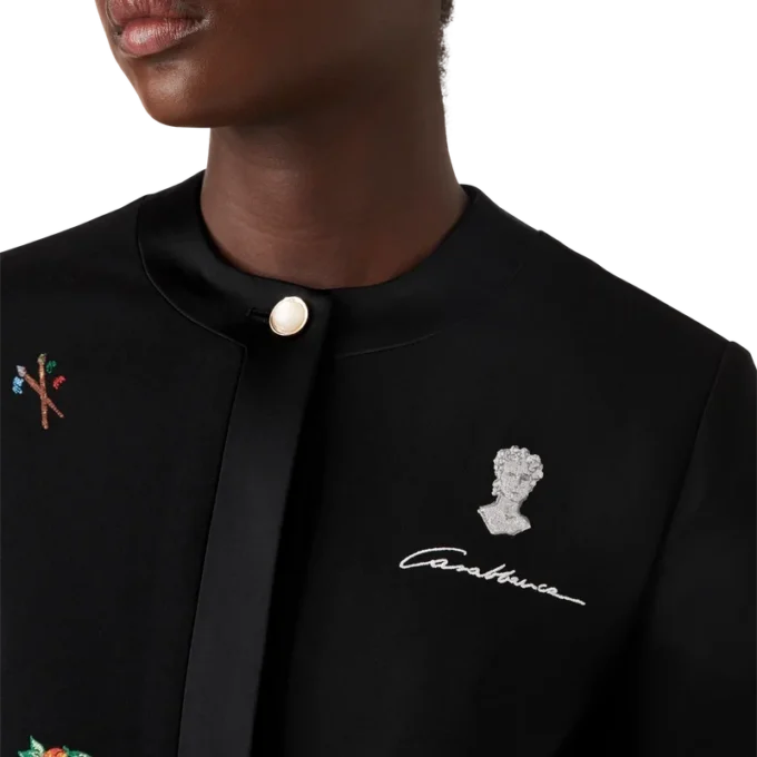 Veste ajustée en laine à motif brodé