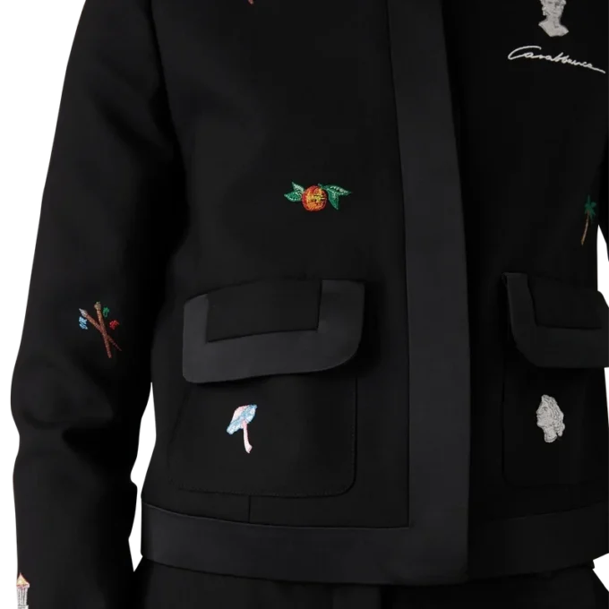 Veste ajustée en laine à motif brodé