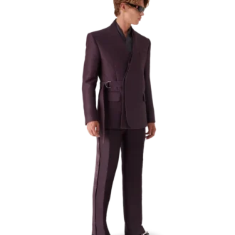 Veste cache-cœur ajustée en laine et soie mélangées