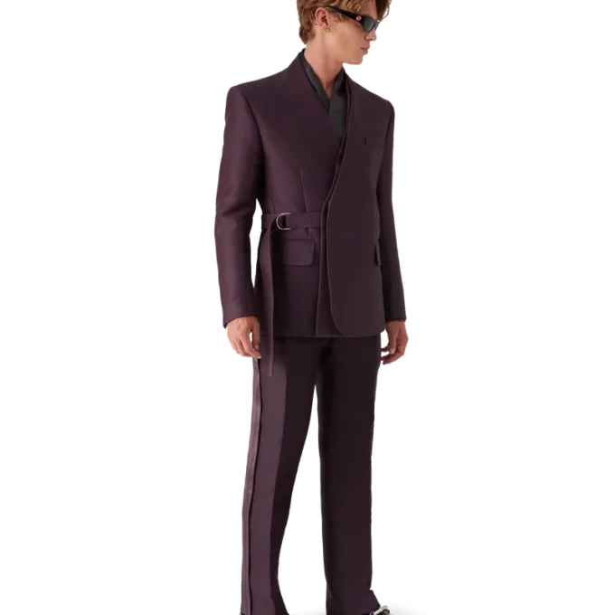 Veste cache-cœur ajustée en laine et soie mélangées