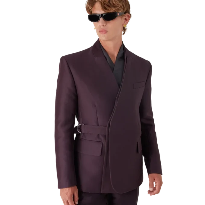 Veste cache-cœur ajustée en laine et soie mélangées