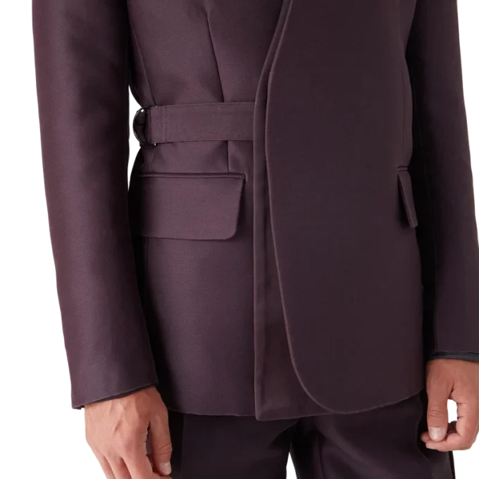 Veste cache-cœur ajustée en laine et soie mélangées