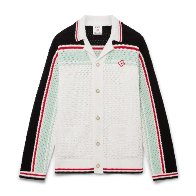 Veste-chemise en coton crocheté style tennis