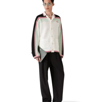 Veste-chemise en coton crocheté style tennis