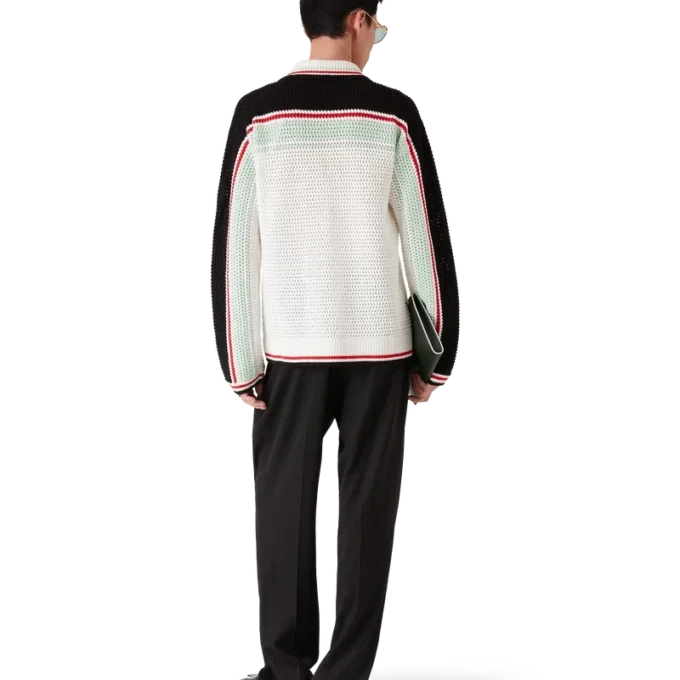 Veste-chemise en coton crocheté style tennis