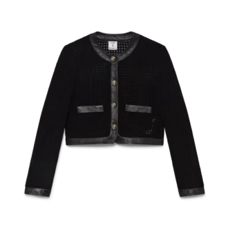 Veste courte ajustée à mailles ouvertes