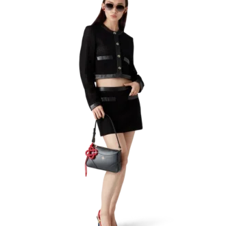 Veste courte ajustée à mailles ouvertes