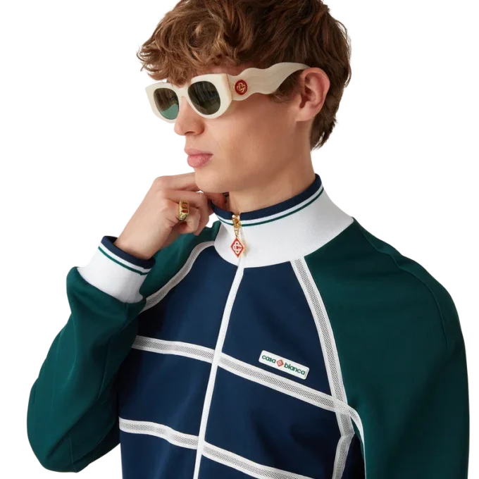 Veste de survêtement à bandes en maille