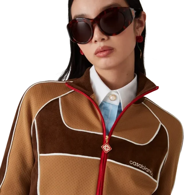 Veste de survêtement à empiècements en chenille