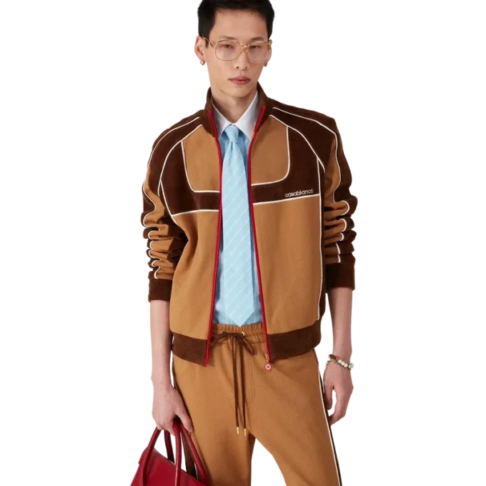 Veste de survêtement à empiècements en chenille