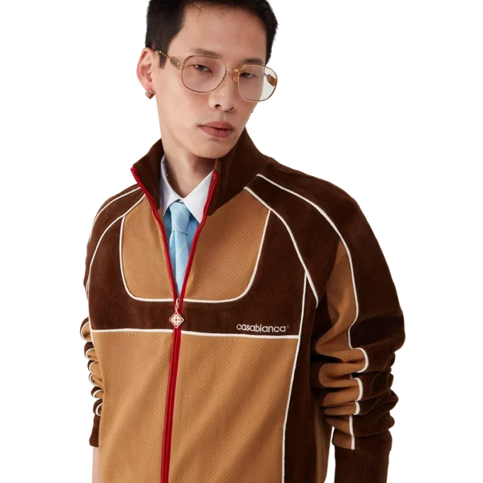 Veste de survêtement à empiècements en chenille