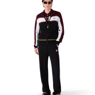 Veste de survêtement en maille mérinos rayée