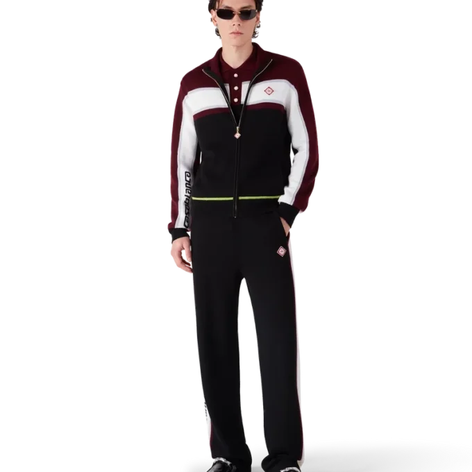 Veste de survêtement en maille mérinos rayée Veste de survêtement en maille mérinos rayée