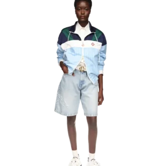 Veste de survêtement en nylon à fines rayures