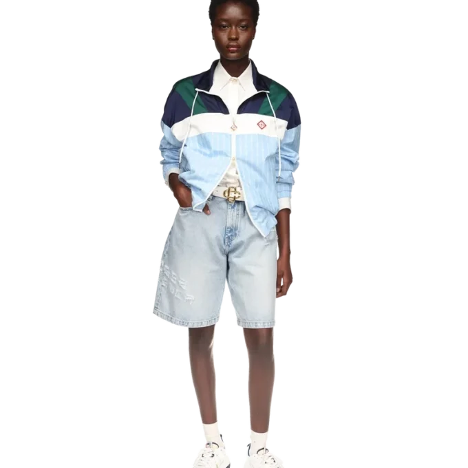 Veste de survêtement en nylon à fines rayures