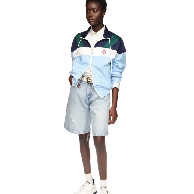 Veste de survêtement en nylon à fines rayures