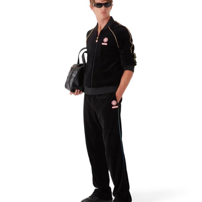 Veste de survêtement en velours à passepoil dégradé